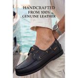 Blue Boy Marina – Siyah Hakiki Deri Lüks Erkek Tekne Ayakkabısı, Makosen, Loafer Ve Casuall Ayakkabısı (40-46 Numara) 6206