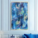 Blue Butterfly Yağlı Boya Dokulu Tablo 100X150 Gold Çerçeveli