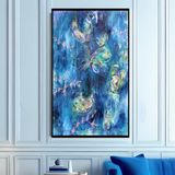Blue Butterfly Yağlı Boya Dokulu Tablo 100X150 Siyah Çerçeveli