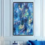 Blue Butterfly Yağlı Boya Dokulu Tablo 90X120 Siyah Çerçeveli