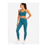 BLUE CROW Petrol Seamless Dikişssiz Sporcu Tayt Büstiyer Takım
