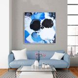 Blue Dream Yağlı Boya Dokulu Tablo 100X100 Gümüş Çerçeveli