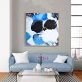 Blue Dream Yağlı Boya Dokulu Tablo 120X120 Gold Çerçeveli