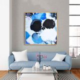 Blue Dream Yağlı Boya Dokulu Tablo 50X50 Gold Çerçeveli