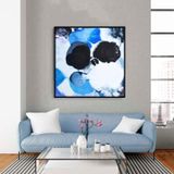 Blue Dream Yağlı Boya Dokulu Tablo 80X80 Siyah Çerçeveli