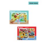 Blue Focus 2 ADET 30 PARÇA ÇOCUK PUZZLE SEVİMLİ HAYVANLAR VE TAŞITLAR