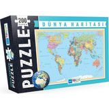 Blue Focus 200 Parça Eğitici Dünya Haritası Puzzle 2-7 Yaş Aralığı İçin Mukavva Malzeme