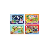 Blue Focus 30 Parça Frame Puzzle - 4'Lü Set Erkek Çocuk Astronot, Dinozorlar, Sevimli Hayvanlar, Taşıtlar