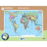 Blue Focus 72 Parça Dünya Haritası Frame Puzzle Ciltsiz