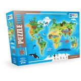 Blue Focus BF316 Animal World Map Hayvan Dünya Haritası 100 Parça Puzzle
