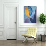 Blue Full Moon Yağlı Boya Dokulu Tablo 80X80 Gold Çerçeveli