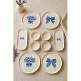 Blue Gift 10 Parça 4 Kişilik Handmade Stackable Kahvaltı Takımı & Lüx Kahvaltılık Sunum Seti Tabağı