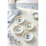 Blue Gift 4’Lü Handmade Seramik Kase Seti 10 Cm Çiçek Desenli Çerezlik Ve Sosluk