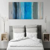 Blue Grey Yağlı Boya Dokulu Tablo 90X120 Gold Çerçeveli