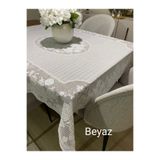 Blue Home Pvc Muşamba Dantel Görünümlü Kaymaz Sıvı Geçirmez Deliksiz Mutfak Masa Örtüsü Çiçek Motifli 120 x152
