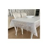 Blue Home Şeffaf Kaplamalı Dantel Görünümlü Pvc Muşamba Masa Örtüsü KREM