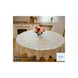 Blue Home Yuvarlak Dantel Görünümlü Pvc Muşamba Mutfak Masa Örtüsü Sıvı Geçirmez Silinebilir -150 Cm KREM