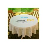 Blue Home Yuvarlak Dantel Görünümlü Pvc Muşamba Mutfak Masa Örtüsü Sıvı Geçirmez Silinebilir Ebat: 150 Cm Bej