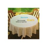 Blue Home Yuvarlak Dantel Görünümlü Pvc Muşamba Mutfak Masa Örtüsü Sıvı Geçirmez Silinebilir /Ebat: 150 Cm