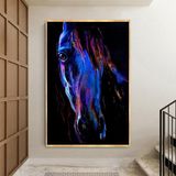 Blue Horse Yağlı Boya Dokulu Tablo 90X120 Gold Çerçeveli