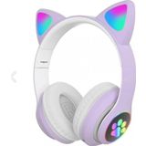 Blue İnter Kedi Kulak Rgb Led Işıklı Kablosuz Bluetooth Kulaklık Mikronlu Hafıza Kartı Girişli Kedi Kulaklık