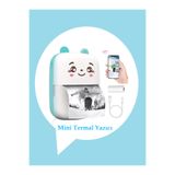 BLUE İNTER Mini Yazıcı Mini Taşınabilir Termal Yazıcı Kablosuz Bağlantı Ap Kontrol Mavi