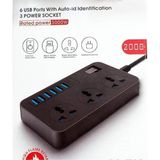 Blue İnter Power Tb-T09 6 Usb'Li 3'Lü Akım Korumalı Grup Priz Tb-T09