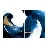 Blue Liquid İkili Set Yağlı Boya Dokulu Tablo