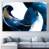 Blue Liquid Yağlı Boya Dokulu Tablo 50X50 Gümüş Çerçeveli