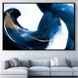 Blue Liquid Yağlı Boya Dokulu Tablo 50X50 Siyah Çerçeveli