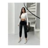 blue marlın KADIN SİYAH LAZER İŞLEMLİ MOM JEANS