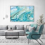 Blue Mess Yağlı Boya Dokulu Tablo 50X70 Gümüş Çerçeveli