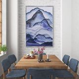 Blue Mountains Yağlı Boya Dokulu Tablo 100X150 Siyah Çerçeveli