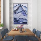 Blue Mountains Yağlı Boya Dokulu Tablo 90X120 Siyah Çerçeveli