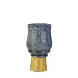 Blue Mozaik Gold Kaideli Vazo Küçük 11*11*22 Cm Ak.jb0150