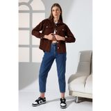 BLUE NATIONAL JEANS Kadın Oversize Haki Utility Gömlek Ceket Çift Cepli Modern Stil BNJ-654