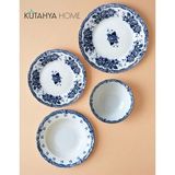 Blue Romance 24 Parça Desenli Porselen Yemek Takımı – Şık Sofra Seti Mavi Vintage