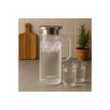 BLUE SİDE 1200 Ml Isıya Dayanıklı Paslanmaz Çelik Kapaklı Borosilikat Cam Sürahi Mutfak Sürahisi