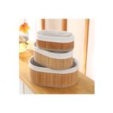 BLUE SİDE 3Lü Pinterest Stil Bambu Sepet Çok Amaçlı Kullanım Bambu Hasır Sepet