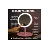 BLUE SİDE Led Işıklı Oval Stil Işıklı Portatif 3 Modlu Makyaj Aynası Katlanabilir Minimalist Aynası 1 Adet