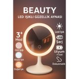 BLUE SİDE Oval Stil Led Işıklı Portatif 3 Modlu Makyaj Aynası Masa Lambası Masa Aynası 1 Adet