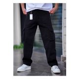 BLUE STREET Erkek Kargo Cep Baggy Pantolon Siyah Rengi