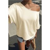 BLUE STREET Kadın Oversize Düşük Omuz Basic Tişört – Salaş Kesim Yazlık Rahat T-Shirt