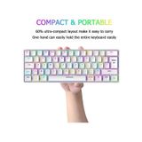 Blue Switch Mini Rgb Oyun Klavyesi Gaming Mekanik 62 Tuşlu 18 Rgb Led Usb Type-c Kablo beyaz