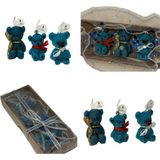 Blue Teddy 3'lü Mum - Gold - Kırmızı