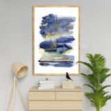 Blue Wave Yağlı Boya Dokulu Tablo 100X150 Gold Çerçeveli