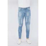 Blue White Erkek Skinny Ripped Jean Açık Mavi - 30 - Koyu Mavi