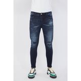 Blue White Erkek Skinny Ripped Patch Detaylı Lacivert Jean