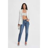 Blue White Kadın Düz Kesim Slim Fit %100 Pamuk Mavi Jean Pantolon Mavi