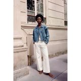 Blue White Kadın Ekru Yüksek Bel Wide Leg Jean Pantolon Ekru